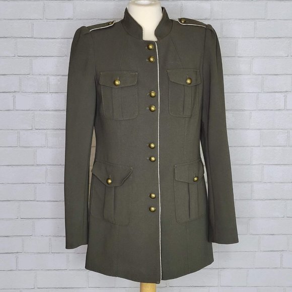 WHBM Military Topper Jacket Army Green Blazer 570209882 - Picture 2 of 5